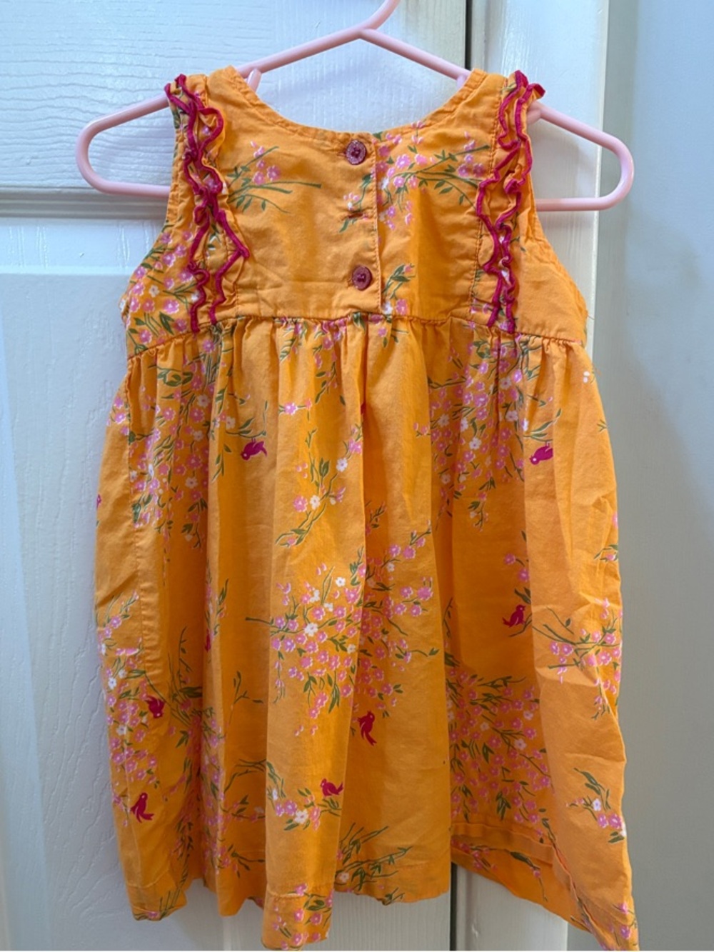 Pink Chicken Orange Floral Ruffle Sundress- Size 2